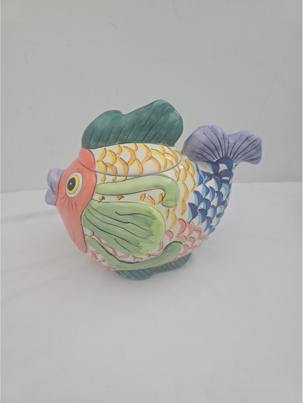 Certified International Hand-Painted Tropical Fish Ceramic Cookie Jar Canister –